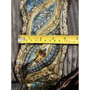 Vintage Talbot's Silk Scarf - Fringed, Green Brown Paisley, 61 inches long thumbnail 8
