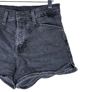 Levis Western Jean Shorts Yoke High Waisted Faded Black Denim Cowgirl Size 28 thumbnail 4