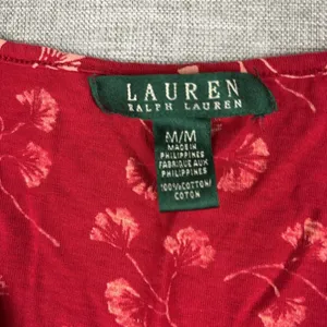 Lauren Ralph Lauren Tank Womens M Red Floral V-Neck Ruffle Jersey Lightweight thumbnail 4