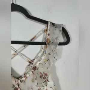 Abercrombie Fitch Floral Peplum Top‎ Womens Small Ruffle Strappy Babydoll Y2K thumbnail 5