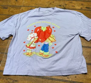 Strawberry Shortcake‎ Lavender Graphic Tee I Love You Berry Much Purple XS thumbnail 1