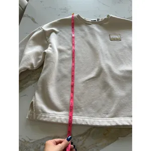 Puma Womens Crewneck‎ Sweatshirt Beige Tan Logo Patch Fleece Pullover Large thumbnail 4