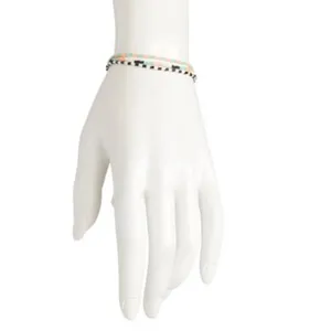 GORJANA Gigi Striped Palm Desert Glass Beaded Bracelets Set of 3 Pink Aqua Black thumbnail 3
