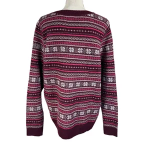 Croft & Barrow X-Large Sweater Fair Isle Crew Neck Long Sleeve Pullover Berry thumbnail 4