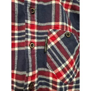 Vermont Flannel Co Red Navy Plaid Organic Cotton Button Down Shirt XS thumbnail 7