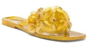 NEW JEFFREY CAMPBELL Fleuris Jelly Flip Flop In Gold Glitter thumbnail 1