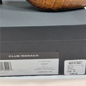 $289 NWT Club Monaco Mule Heels Women's Sz 7 Brown Croc Embossed Pointed Toe thumbnail 7