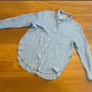Free People Thats a Wrap Shirt in Chambray Combo Blue thumbnail 7