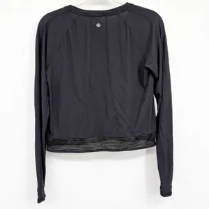 Lululemon Womens Stripe in Stride Long Sleeve Mesh Trim Athletic Top Black 6 thumbnail 8