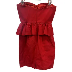 Anyn K Women's Red Strapless 100% Cotton Peplum Mini Dress S Excellent Condition thumbnail 5