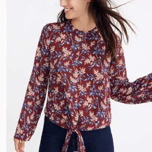 Madewell floral tie front top thumbnail 1