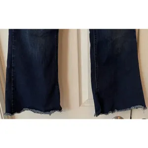 Kancan Women’s Jeans Sz 13 (30) Midrise‎ Flare Leg Dark Wash Raw Hem Western thumbnail 3