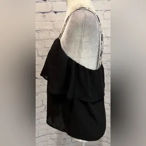 J.Crew Factory Black Embroidered Tank Top Size 2 thumbnail 3