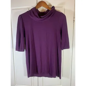 April Cornell Cottagecore Turtleneck Top Womens XXS Pink Knit Short Sleeve‎ Puff thumbnail 3