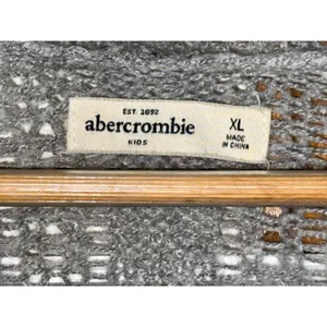Abercrombie & Fitch Gray Open Knit Logo Long Sleeve Cardigan Sweater Top Size XL thumbnail 3