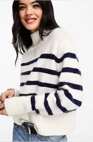 EUC & Other Stories Mock Neck Crop Sweater Striped size XS/Small Retails $90 thumbnail 1