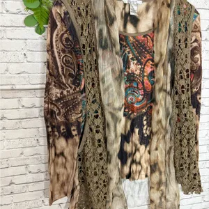 Vintage Y2K Boho Paisley Crochet Tie Dye Vest and Sweater Combo thumbnail 3