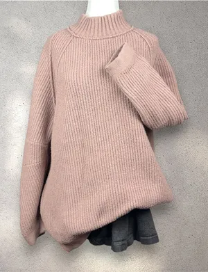 Free People Sunbeam Sweater Women's XS Antler Brown Oversized Mock Neck Autumn thumbnail 1