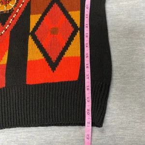 I.B. Diffusion Small Y2K Knit Sweater Beaded Diamond‎ Pattern Vintage Abstract Black thumbnail 8