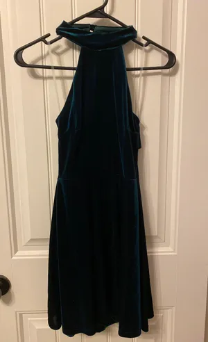Boutique green velvet halter dress thumbnail 1