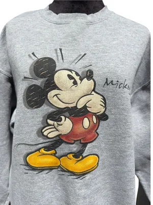 Disney Store Mickey Mouse Crewneck‎ Sweatshirt Vintage 90s USA Heather Gray XL thumbnail 3