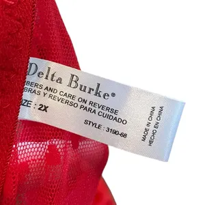 Delta Burke Plus Size Red Sheer Romantic Coquette Heart Print Lingerie Min Dress thumbnail 7