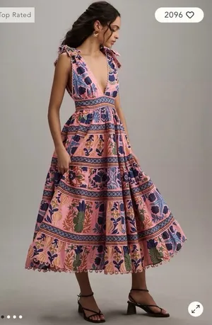 Farm Rio Seashell Tapestry Sleeveless Midi Dress size large thumbnail 1