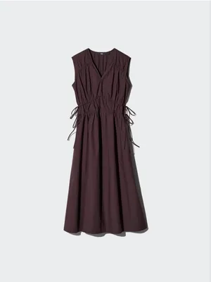 Uniqlo Sleeveless V-Neck Maxi Dress in Plum Brown thumbnail 2