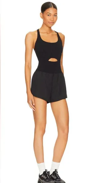 Free People Movement NWOT Righteous Runsie Romper Black Size L thumbnail 3