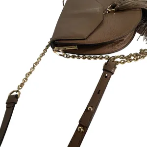 Louise et Cie Crossbody Bag Womens Small‎ Brown Leather Tassel Gold Chain Strap thumbnail 3