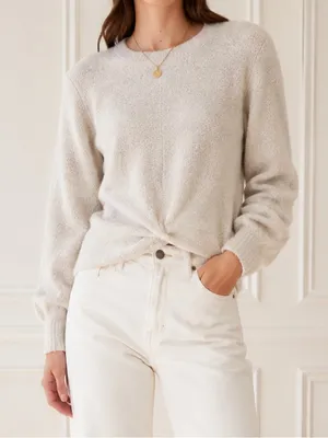 Joie Stavan Sweater Large Snow Ivory Metallic Wool Alpaca Twist Front Pullover thumbnail 1