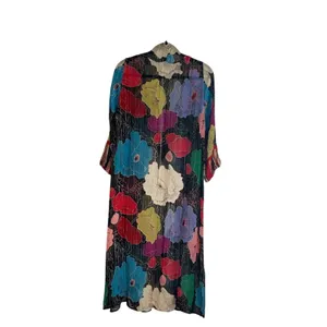 Anthropology Bl^nk London Bea Shimmer Duster Kimono Floral and Metallic Size S/M thumbnail 5