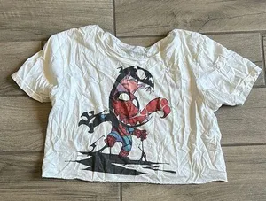 Marvel White Crop Top with Spiderman and venom thumbnail 1