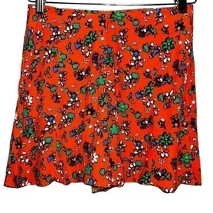 TopShop Women’s Size 4 Orange Ditzy Floral High Rise Shorts thumbnail 3