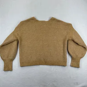 ASOS‎ DESIGN Tall Camel Ribbed Chunky Knit Open Front Balloon Sleeve Cardigan 6 thumbnail 7