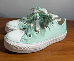 Converse Chuck Taylor All Star Lift Matte Satin lace Ribbon Sneaker Canvas Mint thumbnail 1