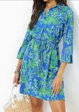 Lilly Pulitzer UPF 50+‎ Pilar Tunic Shirt Dress Long Sleeve Blue A Bit Salty XS thumbnail 1
