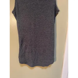 Womens Sleeveless Henley Tank Top Dark Charcoal Gray Ribbed V-Neck Button C5J020 thumbnail 8