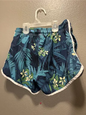 Tropical Floral Dolphin Swim Shorts Women M Fits Small Petite Navy Board Shorts thumbnail 2