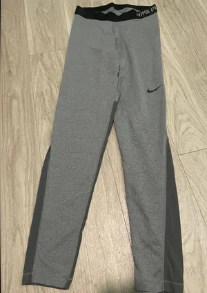 Nike Gray Athletic Leggings with Dark Gray Side Panels thumbnail 1