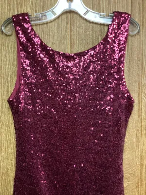 Crystal Doll Burgundy Sequins Dress Size S thumbnail 2