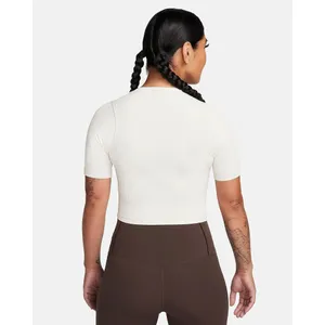 Nike Zenvy Rib Women's Short-Sleeve Cropped Top XS Light Orewood Brown/White thumbnail 3