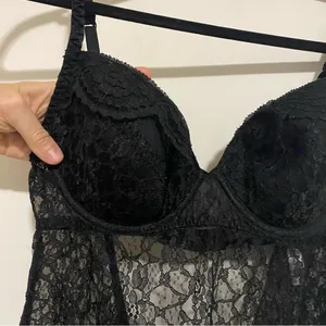 Victoria's Secret Vintage Black Lace Babydoll Lingerie Top medium thumbnail 2