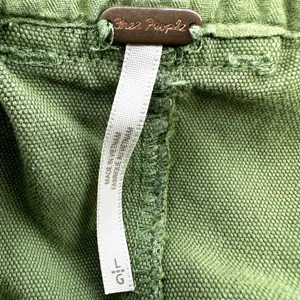 Free People Lights Down Rolled Tapered Leg Pants Relaxed Fit Belted Green Large thumbnail 3