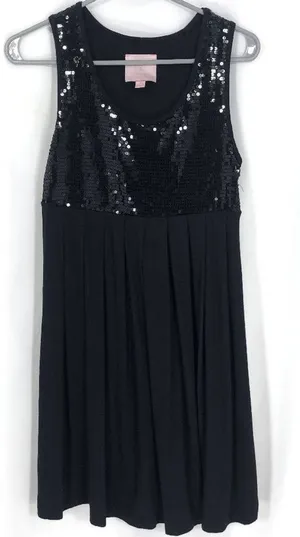 Romeo & Juliet LBD Couture Black Sequin Empire Style Shift Dress thumbnail 1