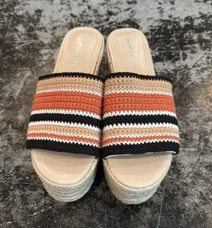 Marc Fisher Multi Color Crochet 3" Platform Wedges Size 7.5 thumbnail 1