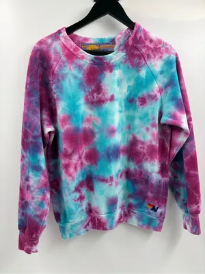 Aviator Nation AV Crewneck Sweatshirt Tie Dye Pullover Pink Blue size small thumbnail 1
