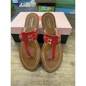 Women's Kate‎ Spade Carol Red Patent Thong Sandal Size 7.5 Studded thumbnail 2