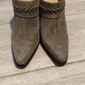 Sam Edelman Allison Taupe‎ Suede Braided Pointed Toe Cone Heel Mules WomansSz 9 thumbnail 3