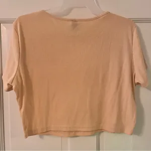 SHEIN Beige “Los Angeles California” Short Sleeve Ribbed Fitted Crop Top thumbnail 5